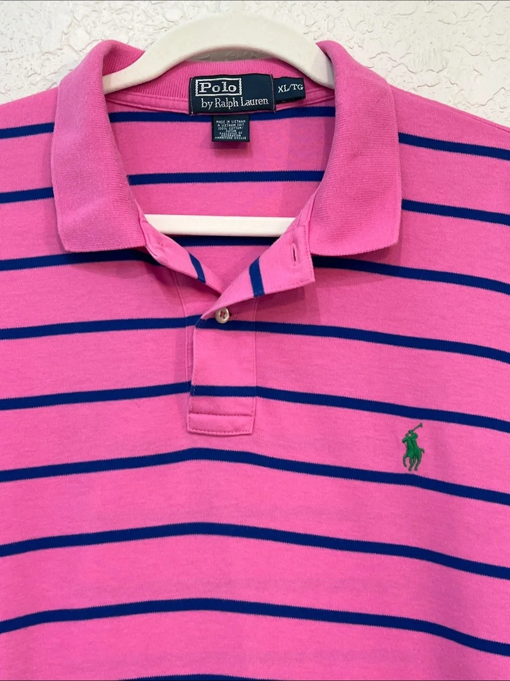 Polo by Ralph Lauren Pink Blue Striped Cotton Polo Shirt XL